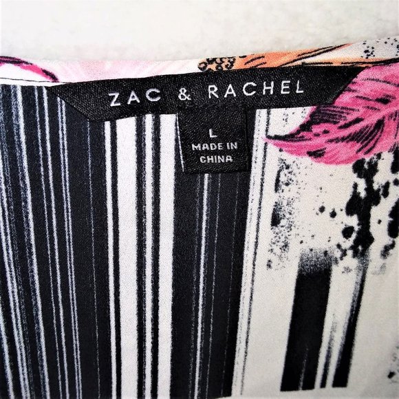 Zac & Rachel Floral Abstract Fringe Tank Top L - Picture 3 of 7